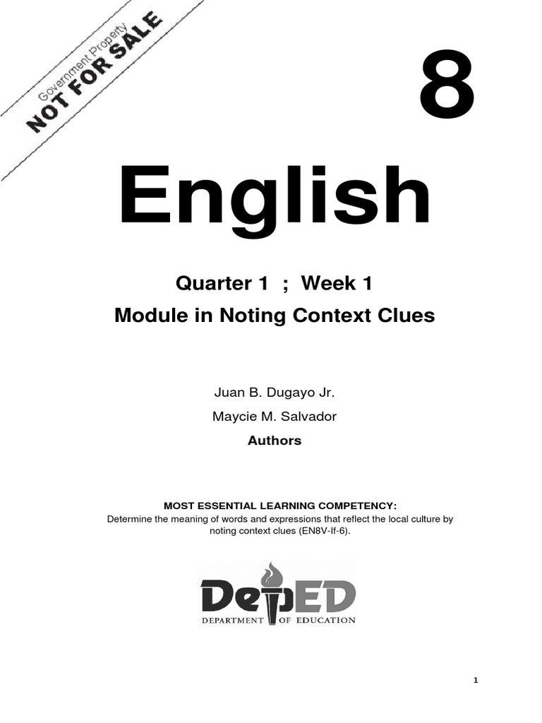 English 8 Q1 Week 1 | PDF