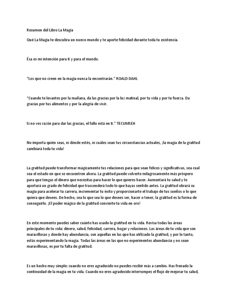 La Magia de la Gratitud: Resumen | PDF | Gratitud | Felicidad