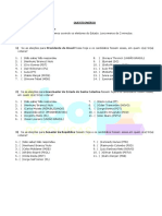 Questionário eleitoral com perguntas sobre presidência, governador e senado