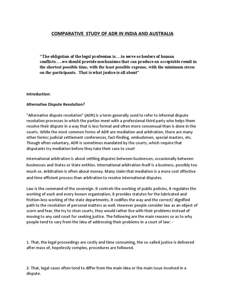 LLM IN ALTERNATIVE DISPUTE RESOLUTION IN INDIA intelligence overview