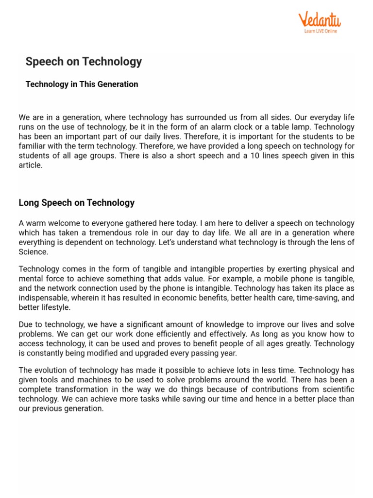 Speech on Technology | PDF