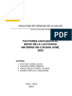 Proyecto de Intervencion Factores Asociados de La Lactancia Materna