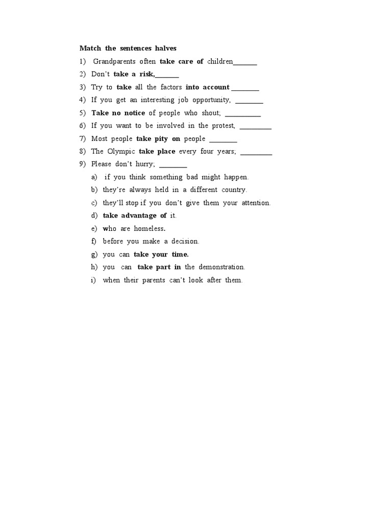Match the Sentences Halves | PDF