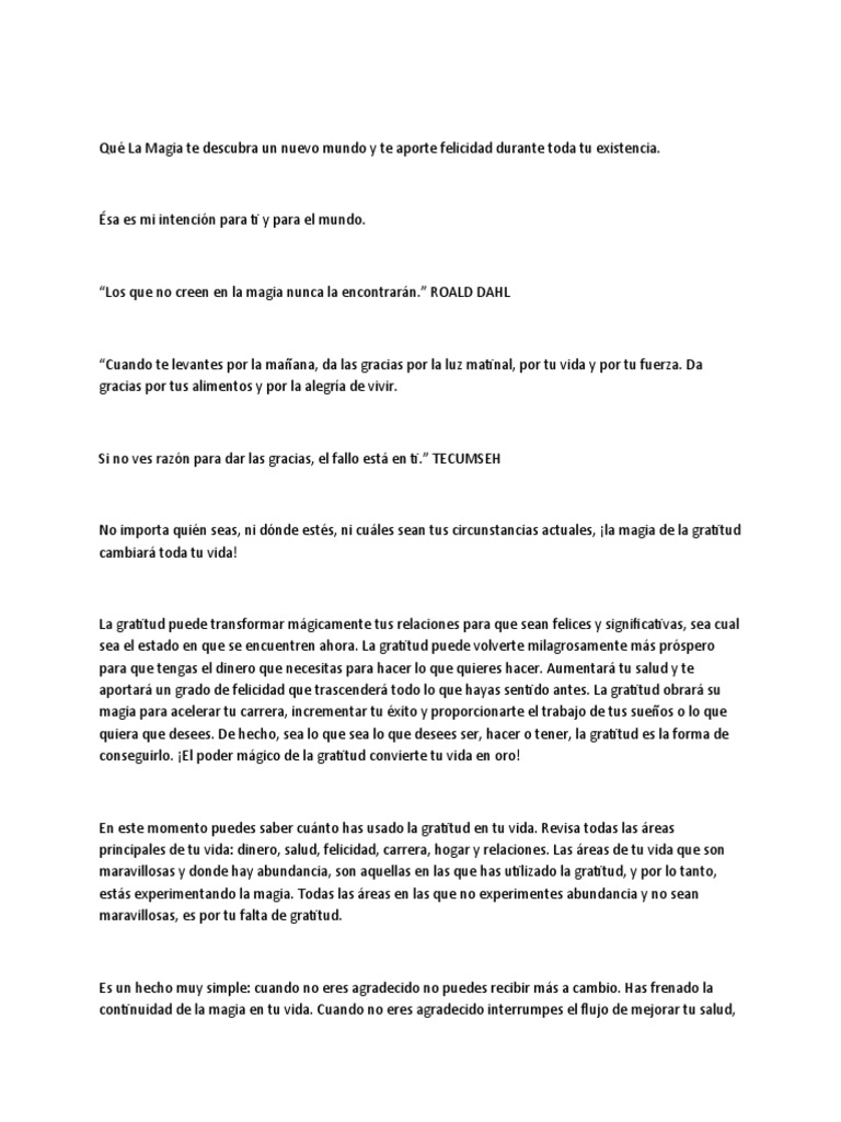 La Magia de la Gratitud en Tu Vida | PDF | Gratitud | Felicidad
