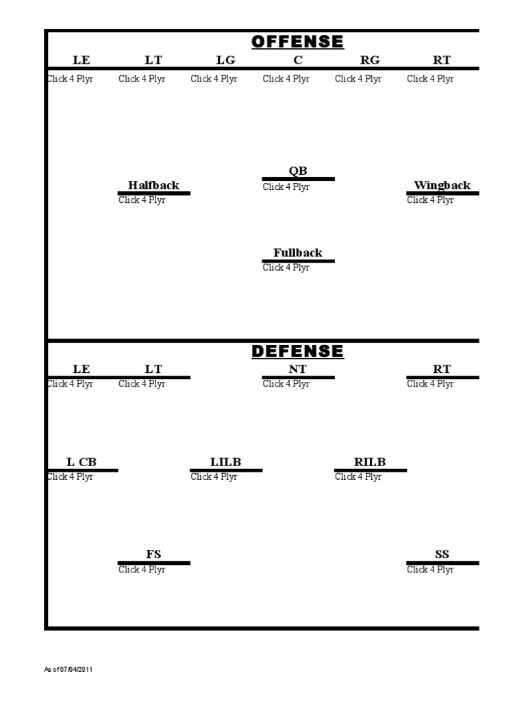 Blank Depth Chart | PDF | Ball Games | Athletic Sports