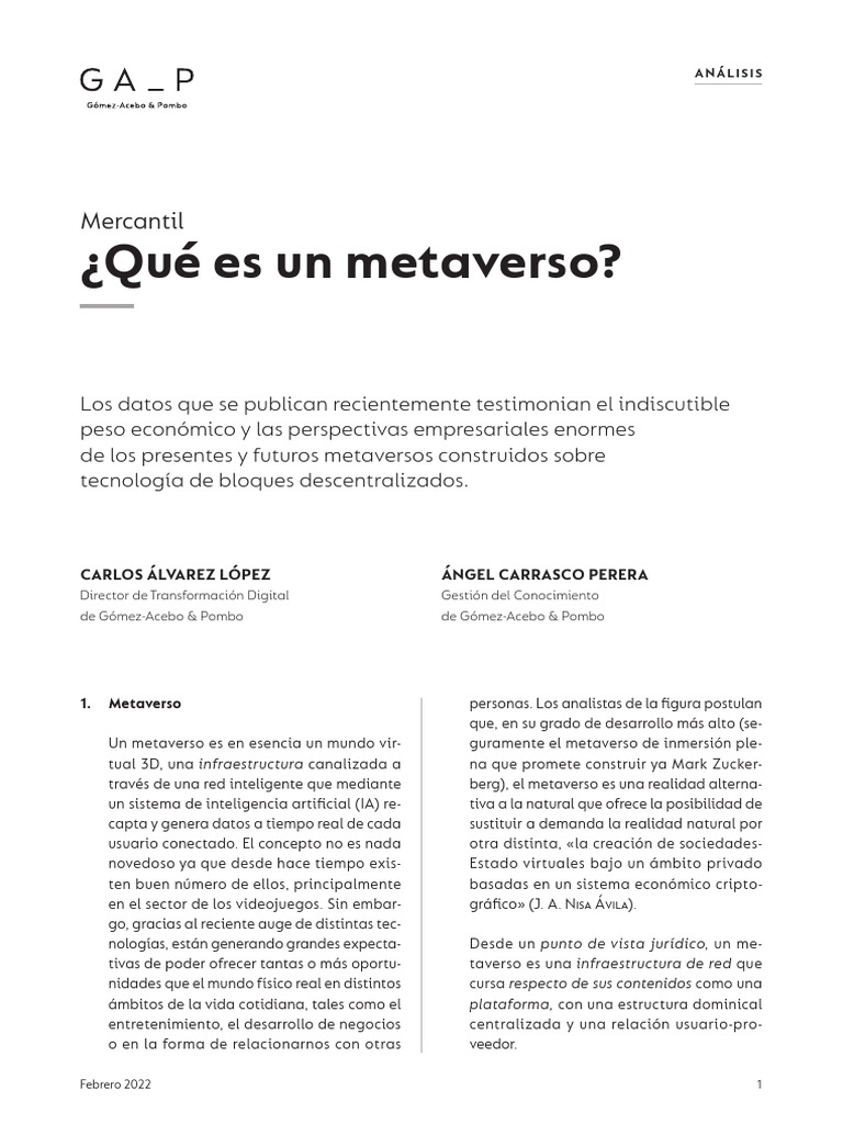 Características y Estructura del Metaverso | PDF | Mundo virtual ...
