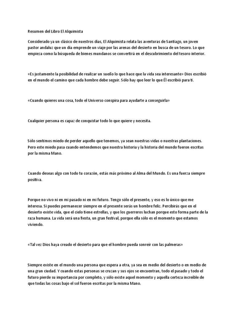 Resumen Libro El Alquimista PDF - 1700624702