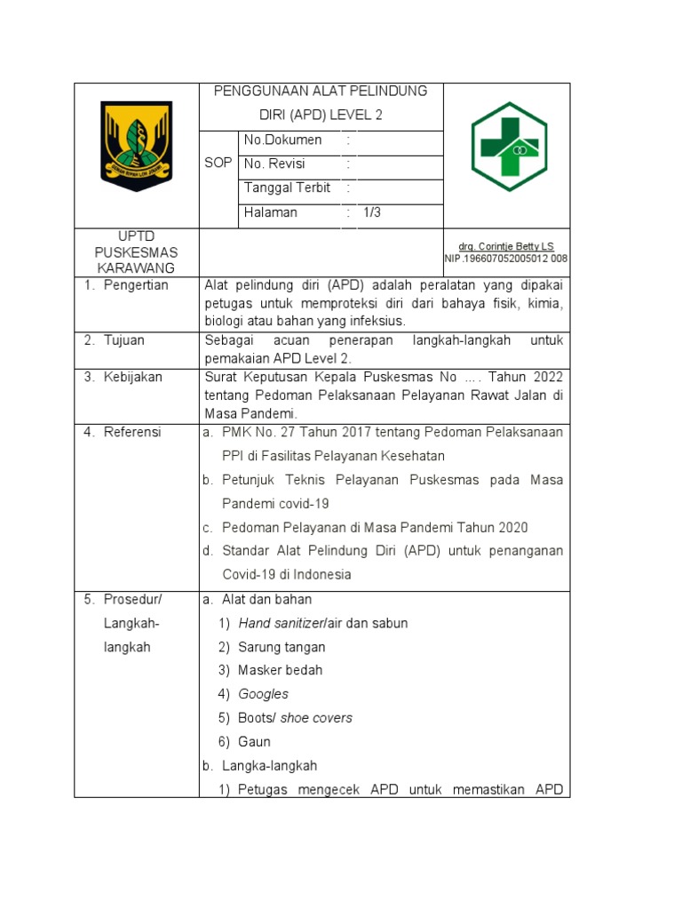 SOP APD Level 2 | PDF