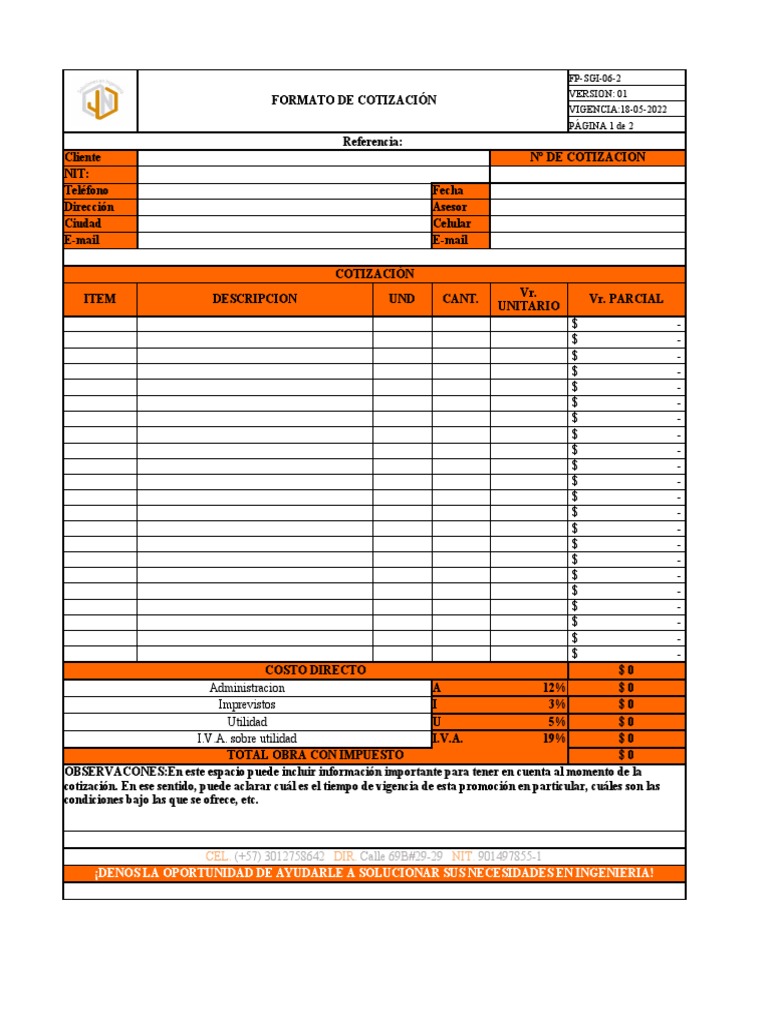FP Sgi 06 2 Formato de Cotizacion | PDF