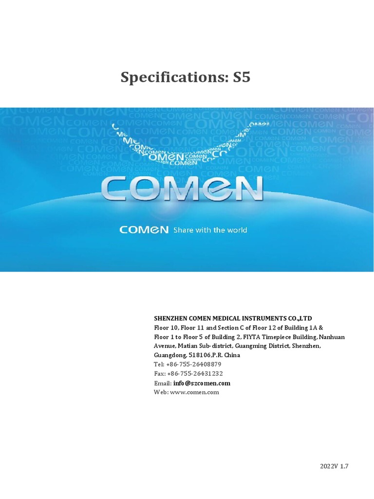 Comen S5 Defibrillator Specifications | PDF | Electrocardiography ...