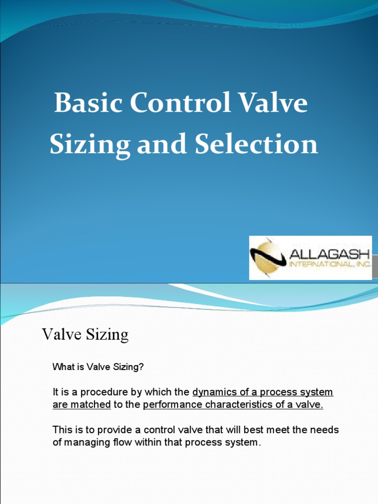 Basic Control Valve Sizing & Selection PDF Valve Pressure