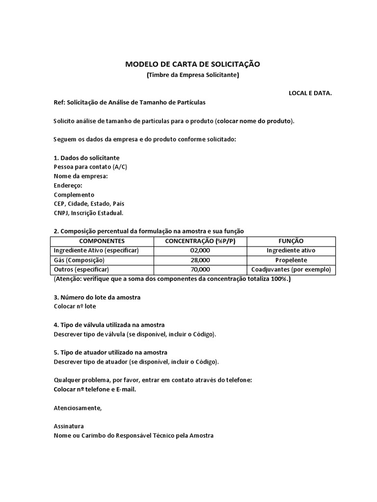 Modelo de Carta de Solicitacao | PDF
