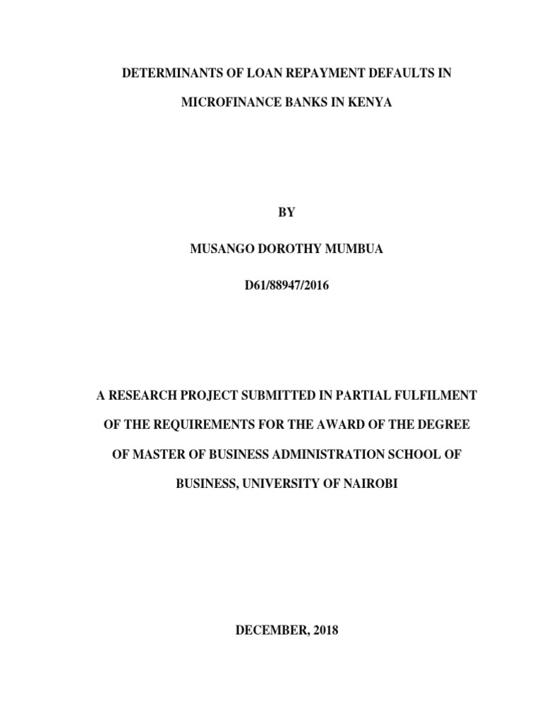 Musango determinants of loan repayment defaults in microfinance banks