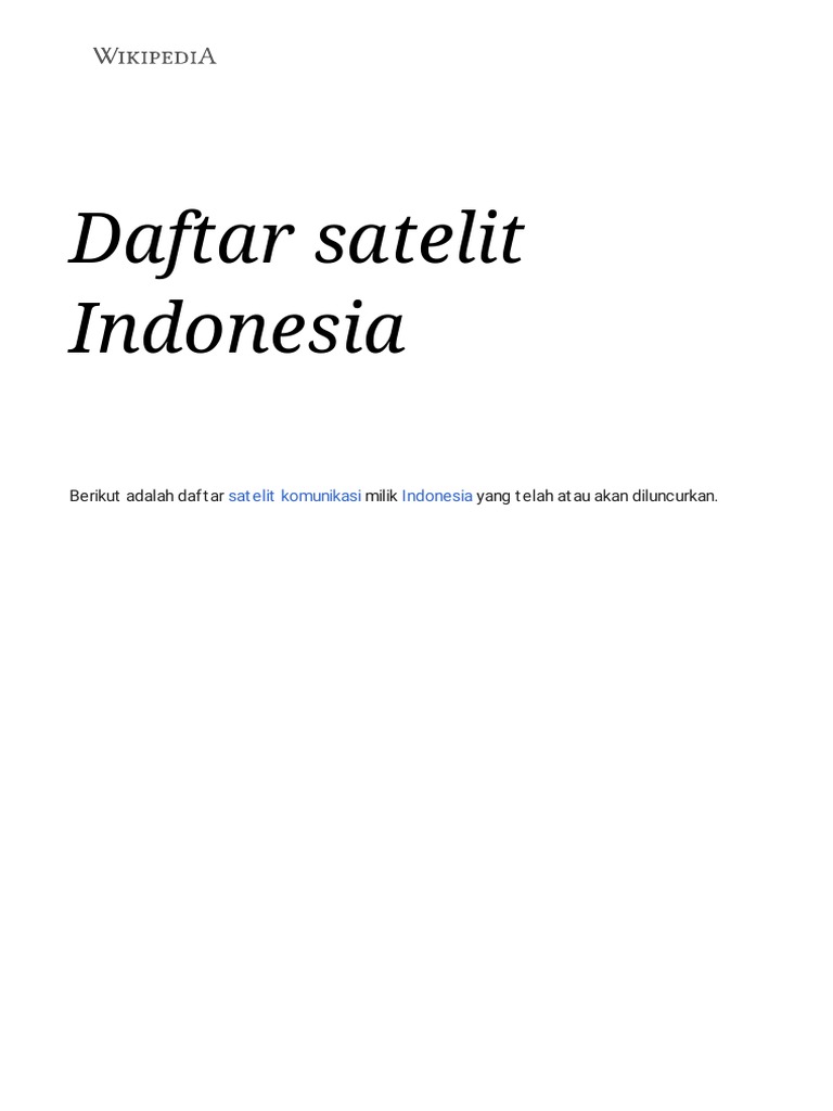Daftar Satelit Indonesia Wikipedia Bahasa Indonesia Ensiklopedia