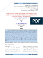 Challenges Faced by Professors in Online Teaching During Covid-19 Pandemic With Special Reference To Madurai District of Tamilnadu