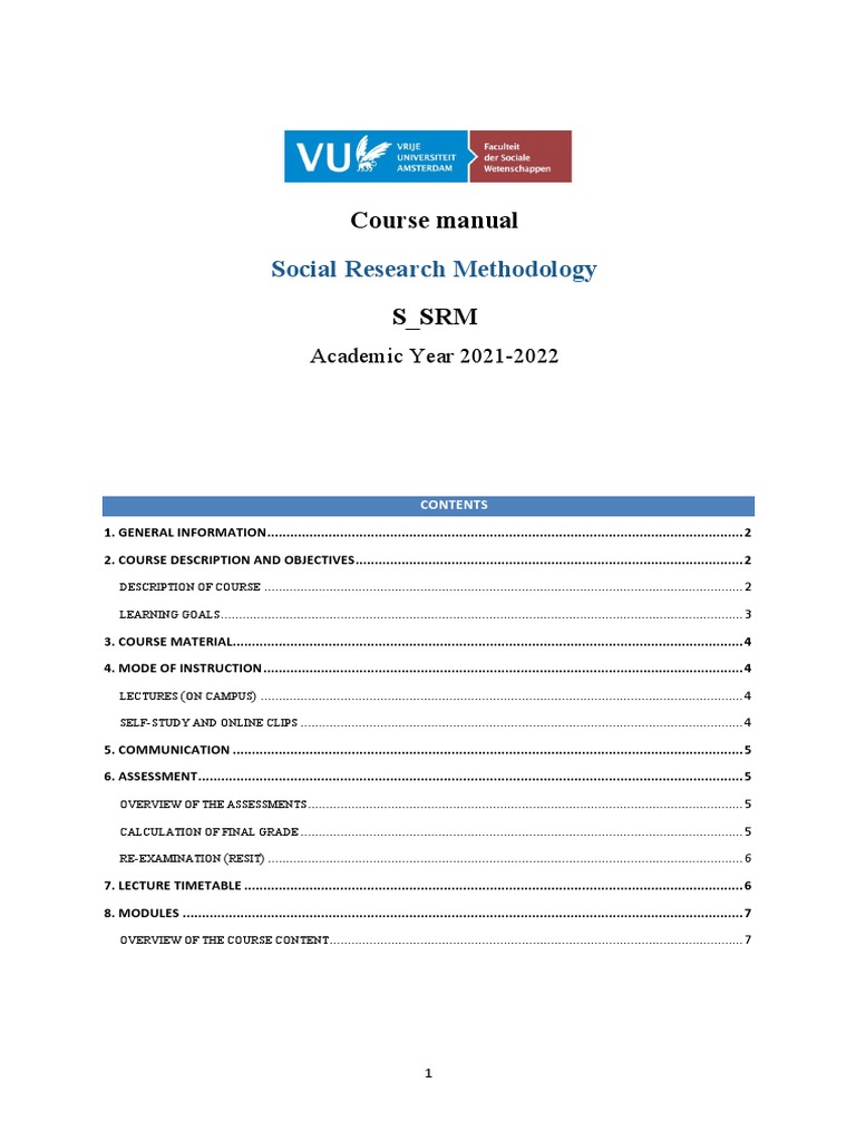 Course-syllabus-SRM VU Amsterdam 2022 | PDF | Social Sciences ...