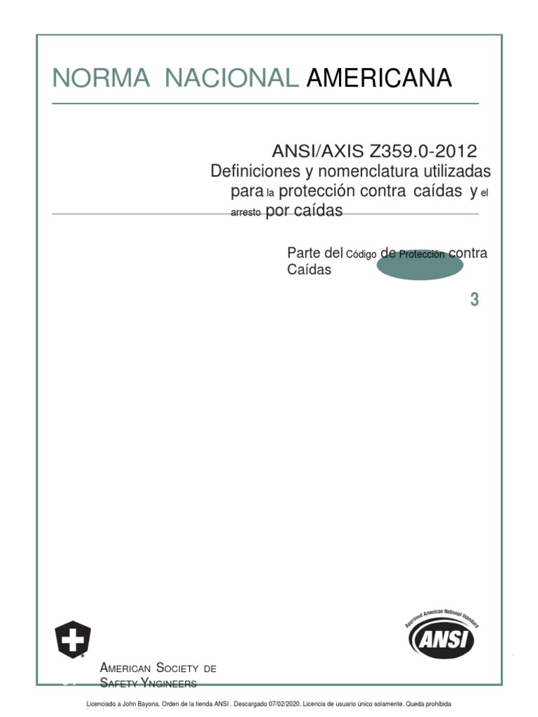 Ansi z359 0 espa ol pdf ingenier a los estados unidos
