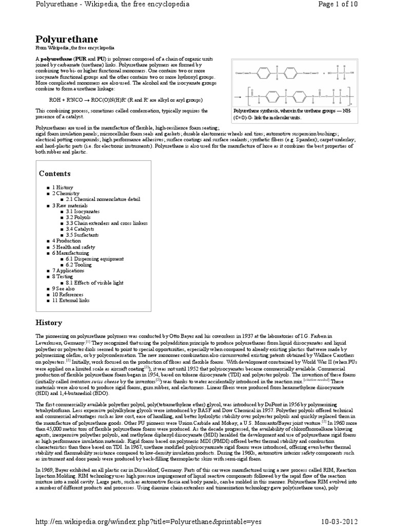Polyurethane PDF Polyurethane Chemical Substances