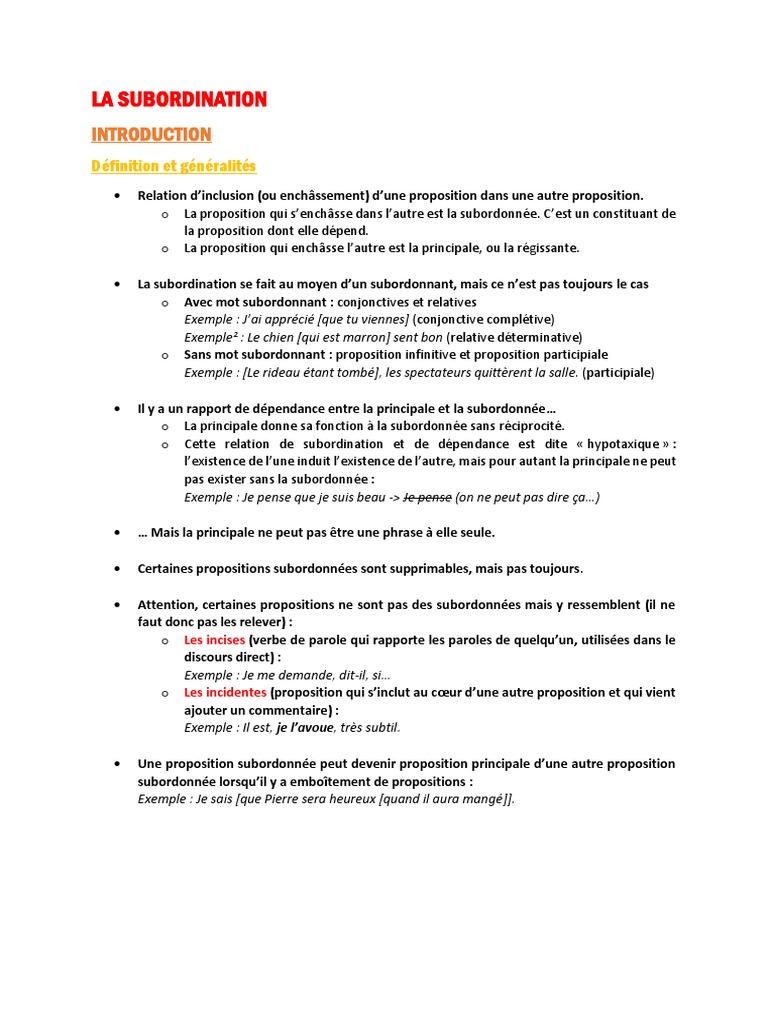 Comprendre la subordination en français | PDF | Clause | Sciences ...
