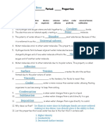 Properties of Water Worksheet