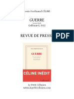 Louis-Ferdinand CELINE - GUERRE - Revue de Presse (2022)