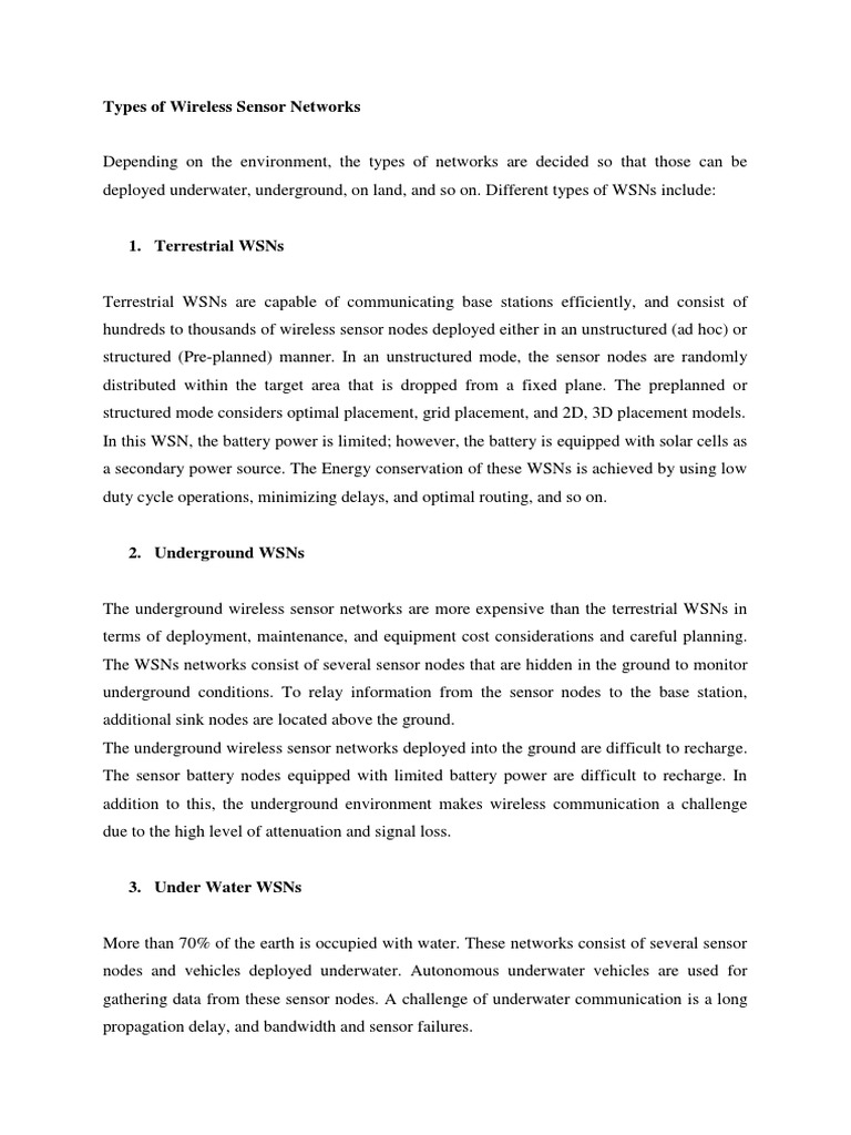 Types & Classification of Wireless Sensor Networks | PDF | Wireless ...