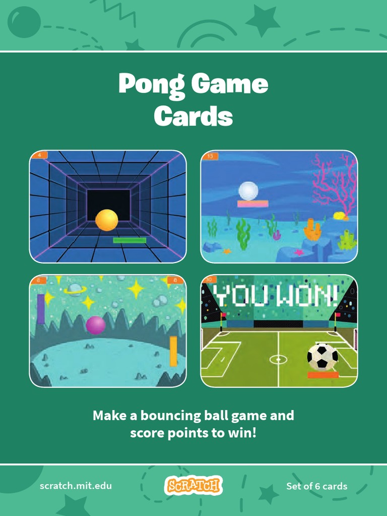 Pong Game Cards PDF Computing Software
