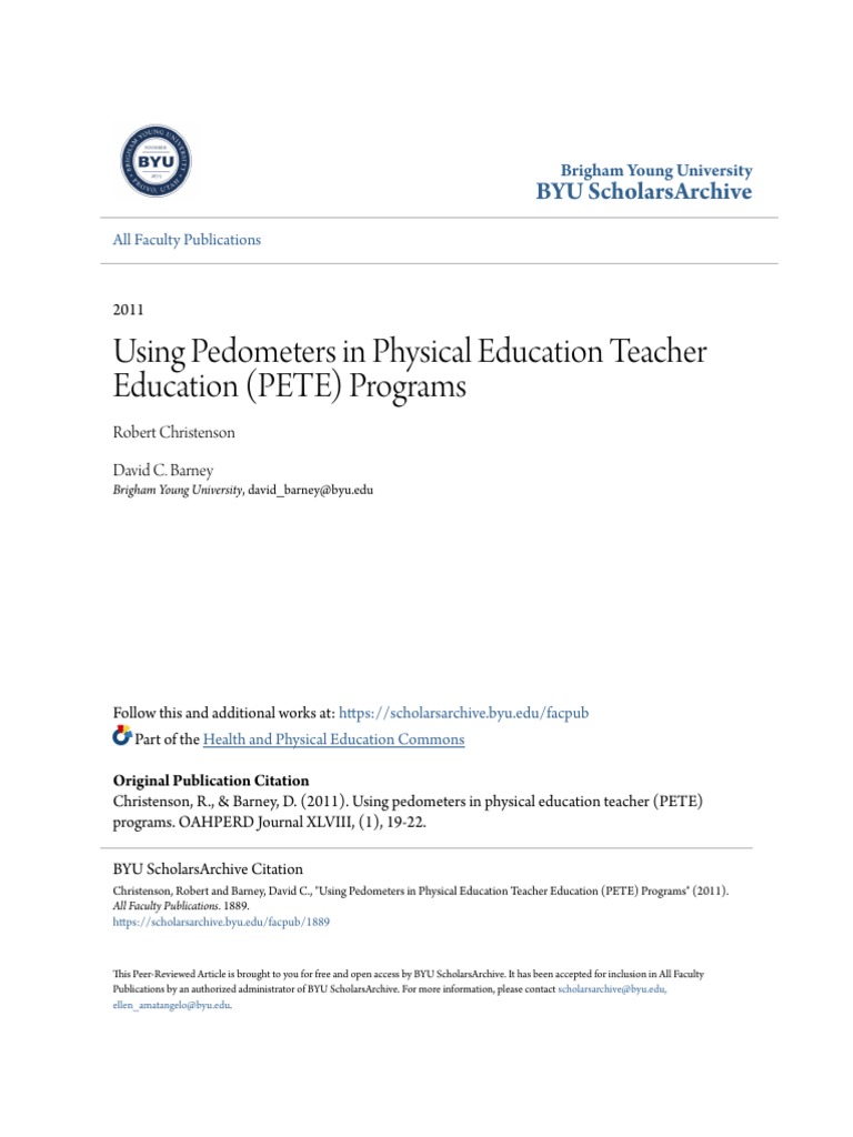 Using Pedometers in Physical Education Teacher Education (PETE) P PDF