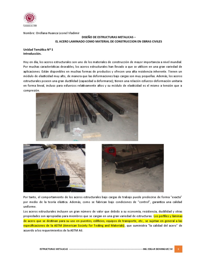 Clase 1 Metalicas Pdf Acero Acero Estructural