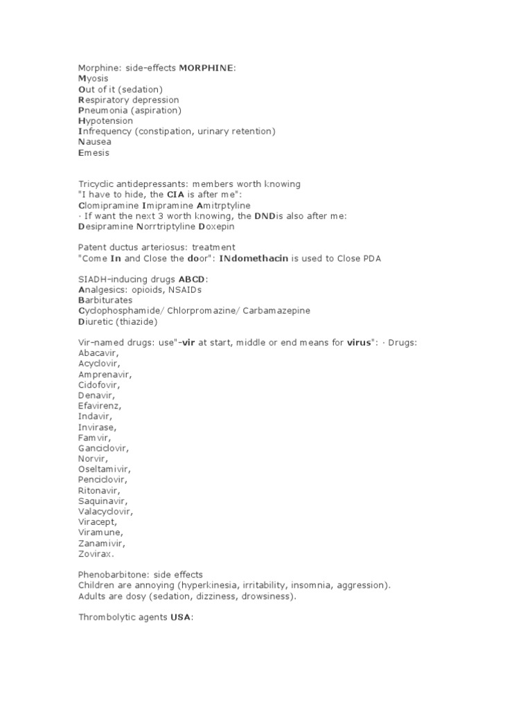 Pharm Mnemonics Analgesic Selective Serotonin Reuptake Inhibitor