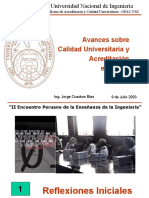 2003 Inicios Calidad Universitaria en La Universidad Nacional de Ingenieria - Lima, Peru