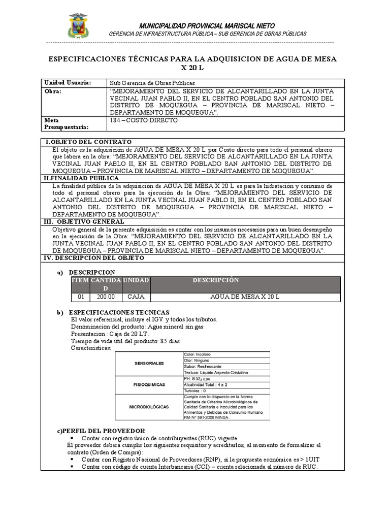 011 E.T. Caja de Agua para Consumo Humano | PDF