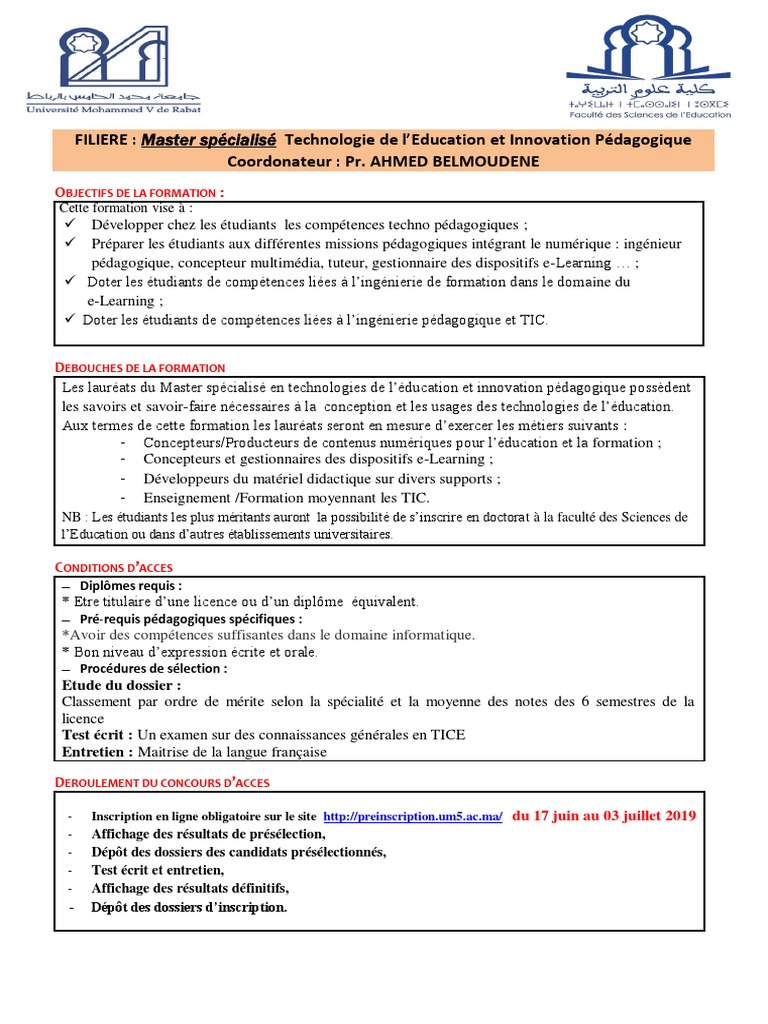 Master en Technologie Éducative et Innovation | PDF | Pédagogie ...