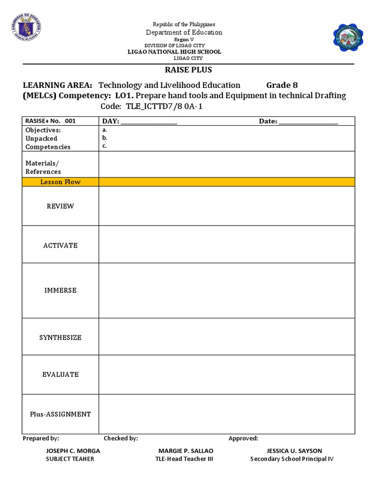 RAISE Plus Template for TLE SY 2022 2023 PDF