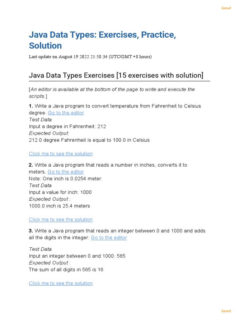 Java Data Types Exercises: A Collection of Practice Problems and ...