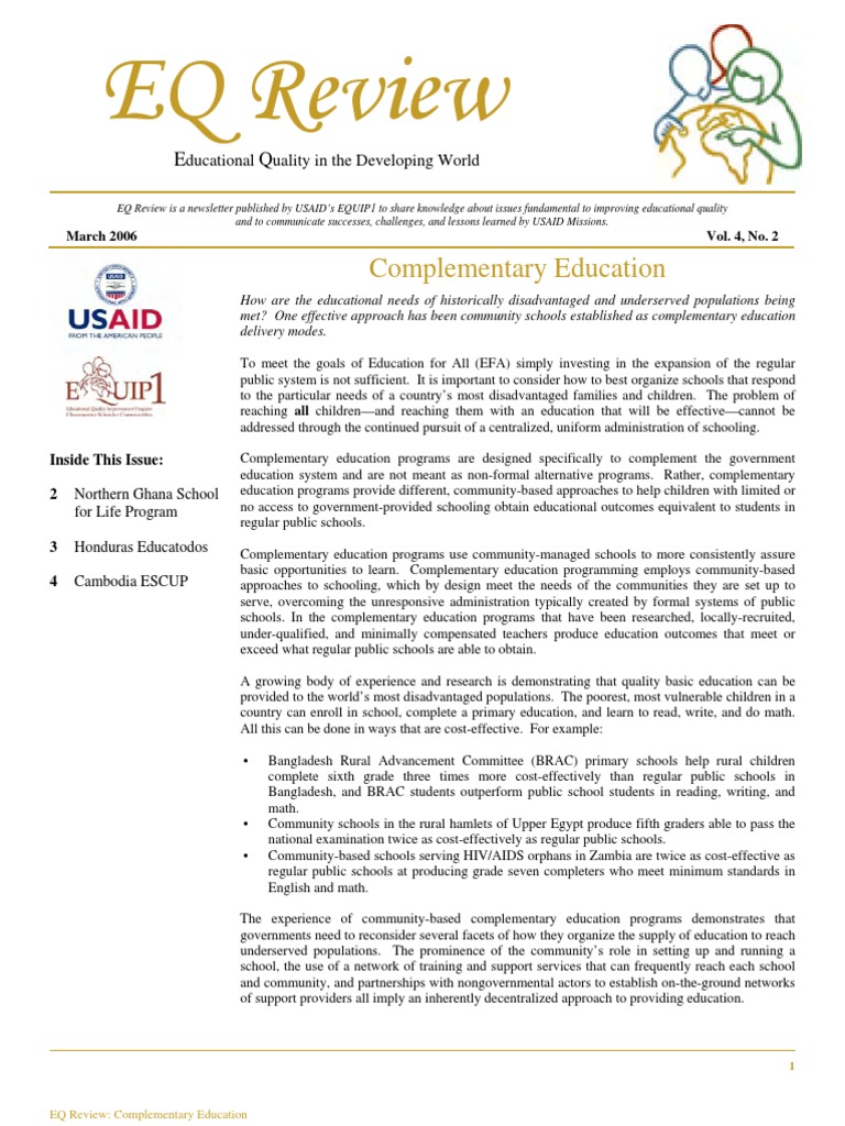 Education Quality in The Developing World Complementary Education | PDF