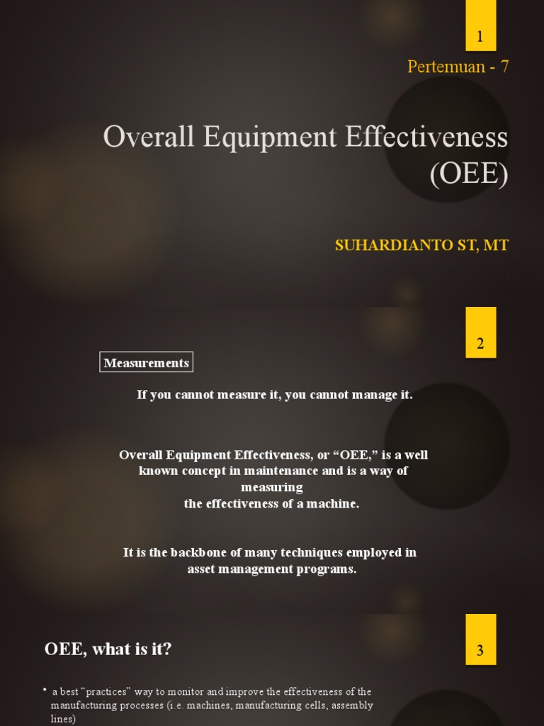 Overall Equipment Effectiveness Oee Pertemuan 7 Pdf Business