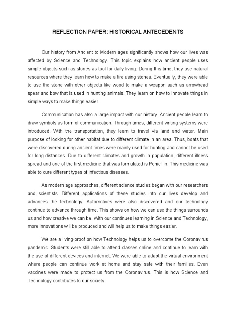 Reflection Paper Historical Antecedents | PDF | Science & Mathematics ...