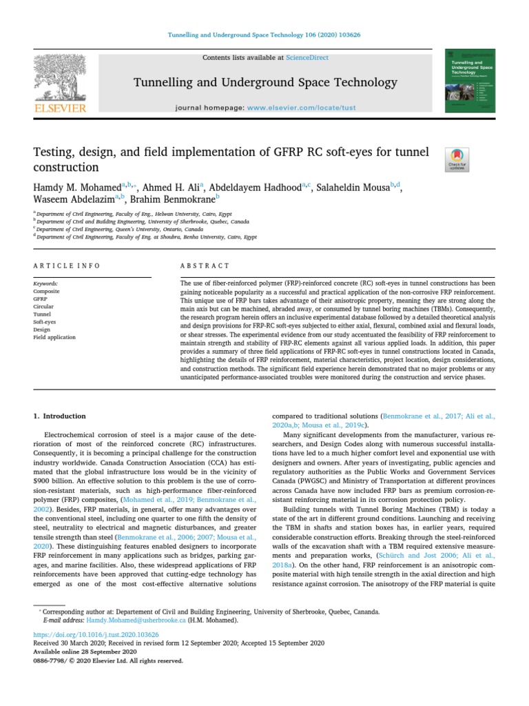 Q1 Testing, Design, and Field Implementation of GFRP RC SoftEyes For