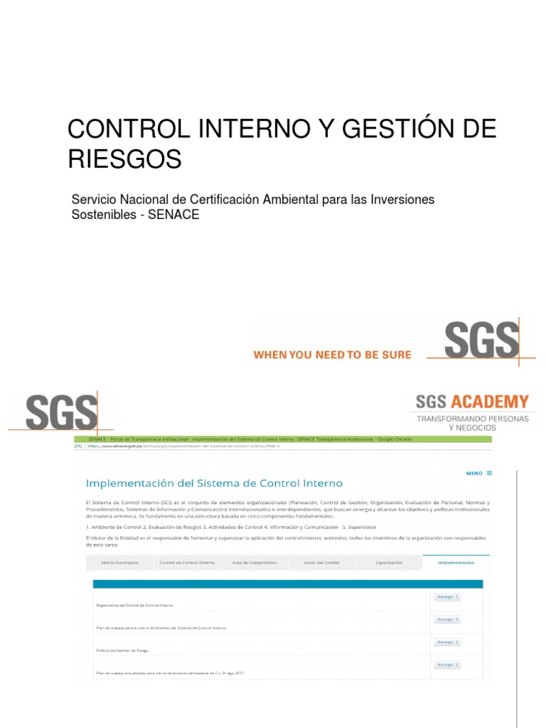 Capacitacion Control Interno Y Gestion De Riesgos Pdf Riesgo
