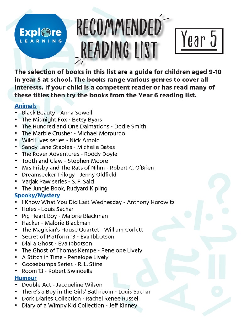 Y5 Recommended Reading List | PDF | Children's Literature