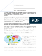 AVALIAÇÃO GEOGRAFIA 9° ANO