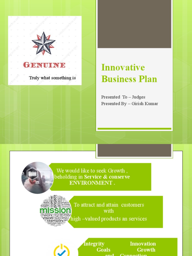 innovative business plan pdf