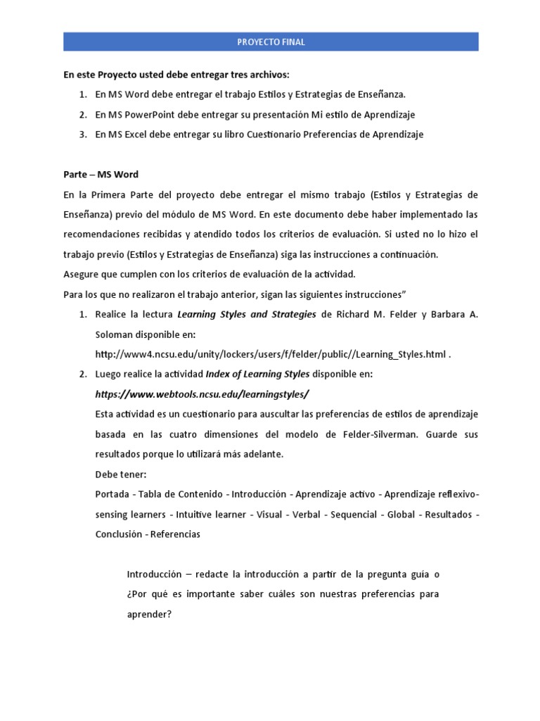 Proyecto Final | PDF | Aprendizaje | Cognición