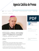 Entrevista A Mons. Schneider Sobre "Traditionis Custodes" - Acaprensa - Agencia Católica de Prensa