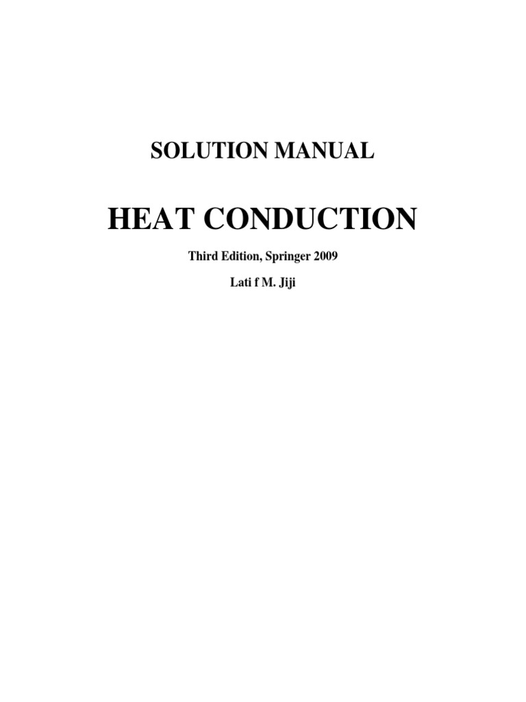 Heat Conduction Solution Manual | PDF | Heat Transfer | Thermal Conduction
