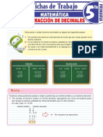 Adicion y Sustraccion de Decimales para Quinto Grado de Primaria