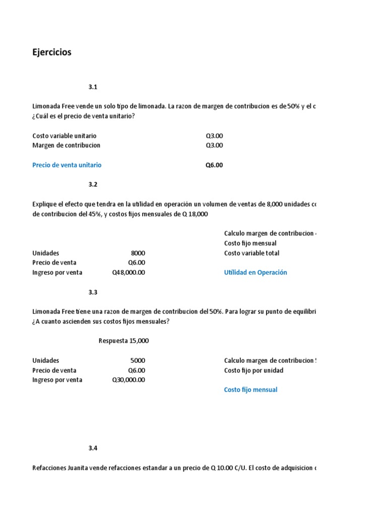 Modelo Costo Volumen Utilidad Pdf Economias