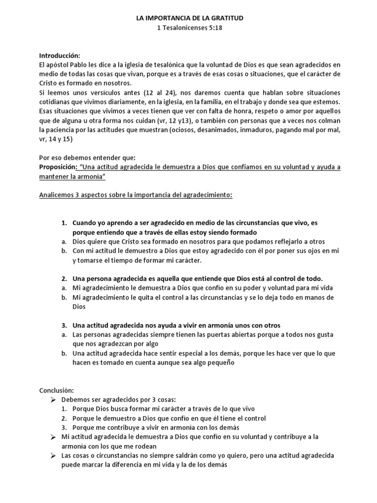 Importancia de la Gratitud Cristiana | PDF | Crecimiento personal y ...
