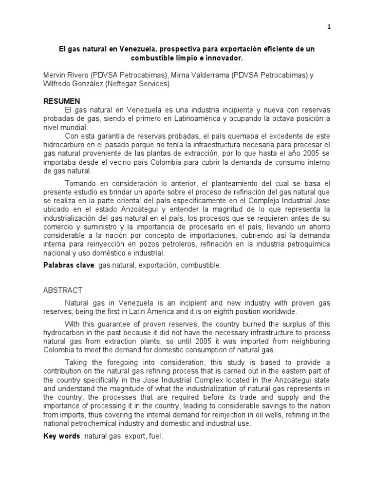 El Gas Natural en Venezuela | PDF | Petróleo | Gas natural